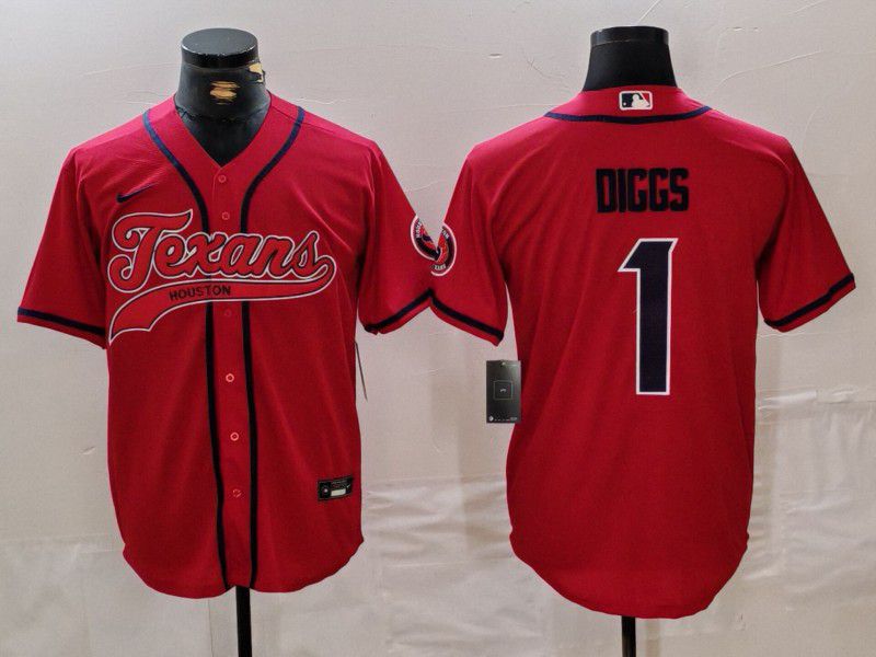 Men Houston Texans #1 Diggs Red Joint Name 2024 Nike Limited NFL Jersey style 3->houston texans->NFL Jersey